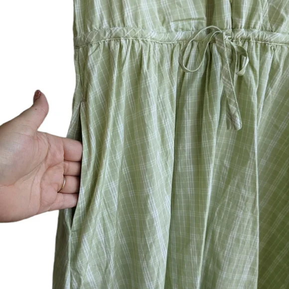 Madewell Plaid Tie Waist Puff Sleeve Midi Dress - Picture 5 of 7